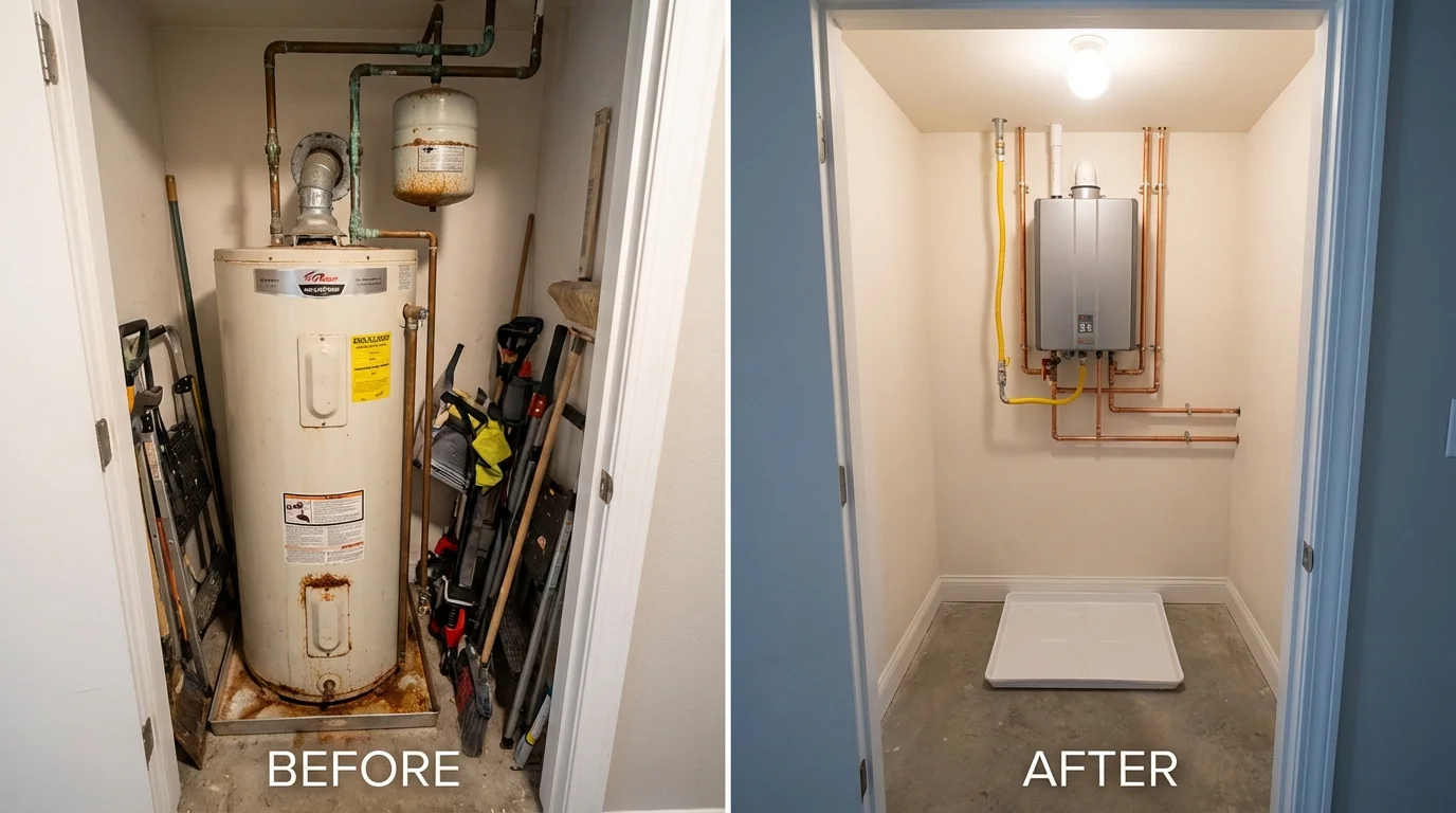 Tank water heater versus wall-mounted tankless unit comparison for North Bergen, NJ homeowners